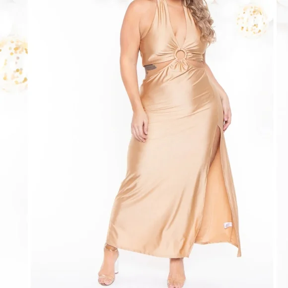 ladies casual cotton dresses Plus Size Mother Of The Bride Elegant Champagne Long Sleeve Split Pocket  Satin Two Piece Dress Set main image 0